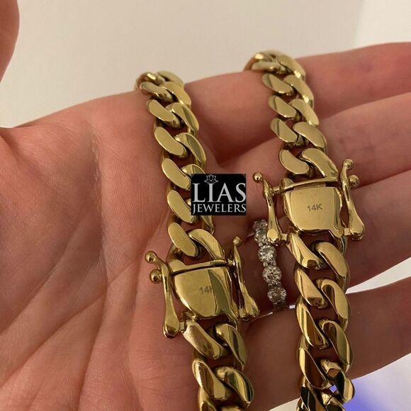 New 14k yellow gold Cuban link chain and bracelet set - Picture 7 of 7